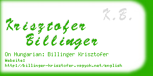 krisztofer billinger business card